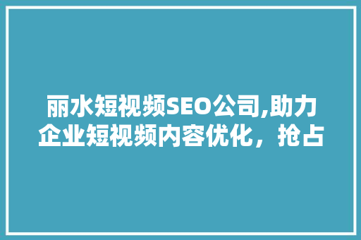 丽水短视频SEO公司,助力企业短视频内容优化，抢占流量高地