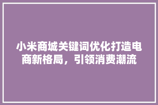 小米商城关键词优化打造电商新格局，引领消费潮流