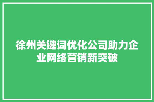徐州关键词优化公司助力企业网络营销新突破