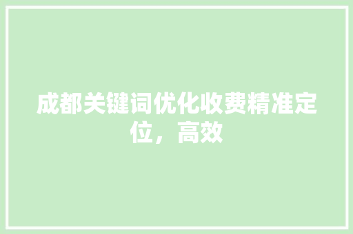 成都关键词优化收费精准定位，高效