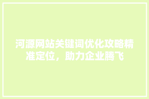 河源网站关键词优化攻略精准定位，助力企业腾飞