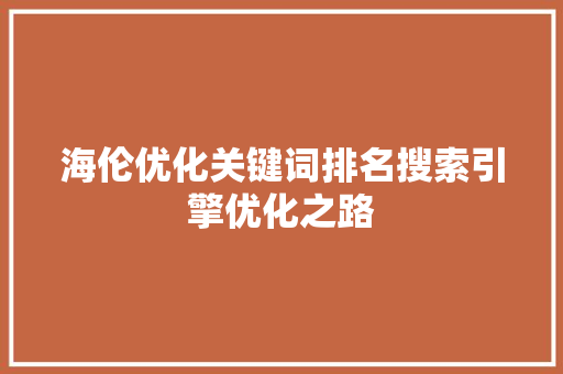 海伦优化关键词排名搜索引擎优化之路