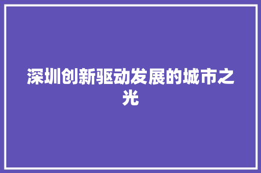 深圳创新驱动发展的城市之光