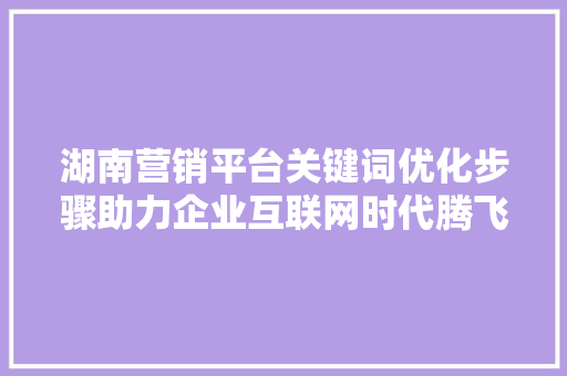 湖南营销平台关键词优化步骤助力企业互联网时代腾飞 湖南营销平台关键词优化步骤助力企业互联网时代腾飞