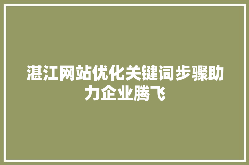 湛江网站优化关键词步骤助力企业腾飞