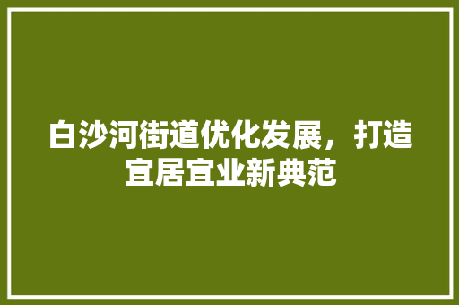 白沙河街道优化发展,打造宜居宜业新典范 白沙河街道优化发展,打造宜居宜业新典范