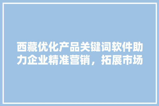 西藏优化产品关键词软件助力企业精准营销，拓展市场新蓝海