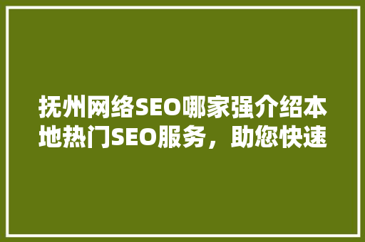 抚州网络SEO哪家强介绍本地热门SEO服务，助您快速提升网站排名！ 电脑故障维修