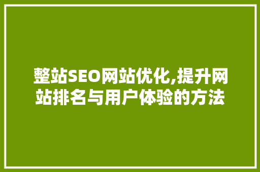整站SEO网站优化,提升网站排名与用户体验的方法