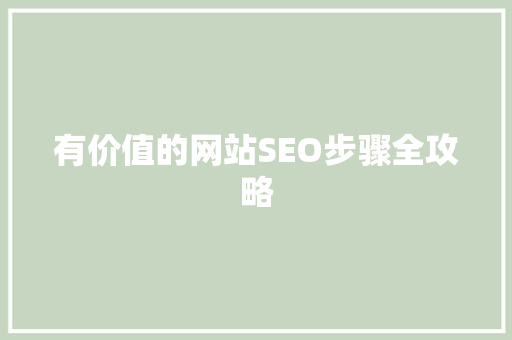 有价值的网站SEO步骤全攻略