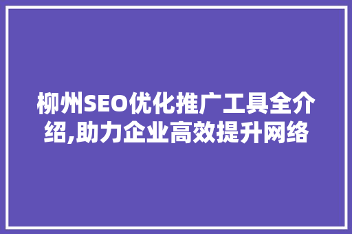 柳州SEO优化推广工具全介绍,助力企业高效提升网络曝光度