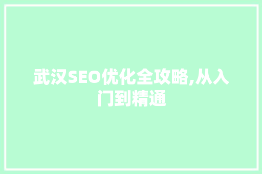武汉SEO优化全攻略,从入门到精通