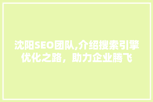沈阳SEO团队,介绍搜索引擎优化之路,助力企业腾飞 沈阳SEO团队,介绍搜索引擎优化之路,助力企业腾飞