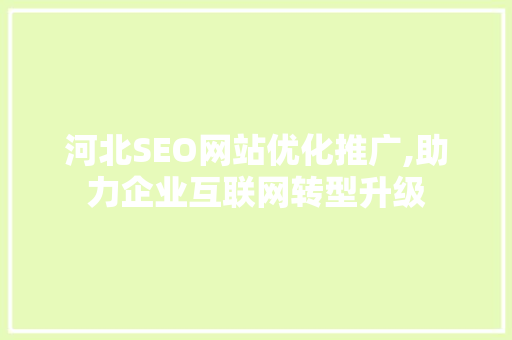 河北SEO网站优化推广,助力企业互联网转型升级