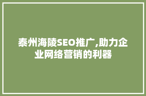 泰州海陵SEO推广,助力企业网络营销的利器