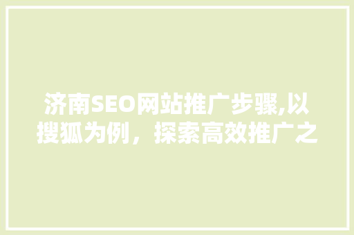 济南SEO网站推广步骤,以搜狐为例,探索高效推广之路 济南SEO网站推广步骤,以搜狐为例,探索高效推广之路