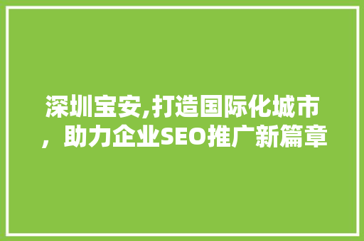 深圳宝安,打造国际化城市，助力企业SEO推广新篇章