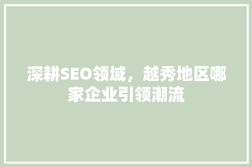 深耕SEO领域，越秀地区哪家企业引领潮流