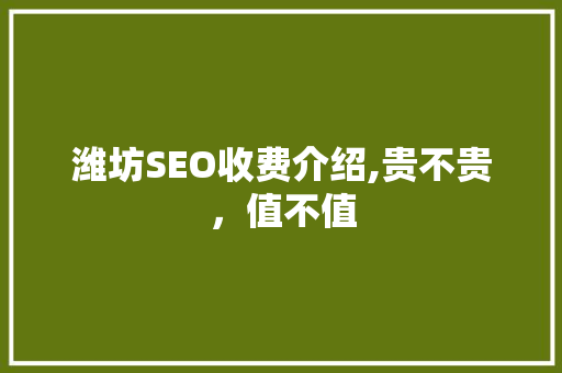 潍坊SEO收费介绍,贵不贵，值不值