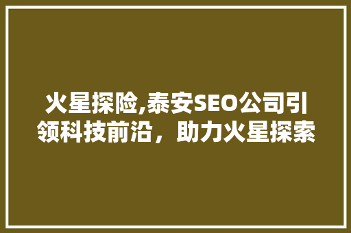 火星探险,泰安SEO公司引领科技前沿，助力火星探索