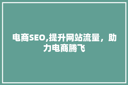 电商SEO,提升网站流量,助力电商腾飞 电商SEO,提升网站流量,助力电商腾飞