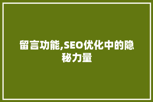 留言功能,SEO优化中的隐秘力量 留言功能,SEO优化中的隐秘力量