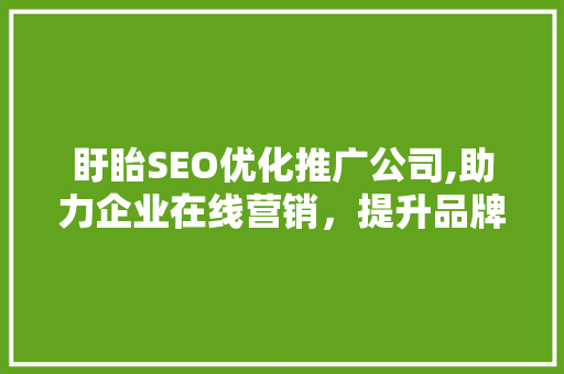 盱眙SEO优化推广公司,助力企业在线营销，提升品牌影响力