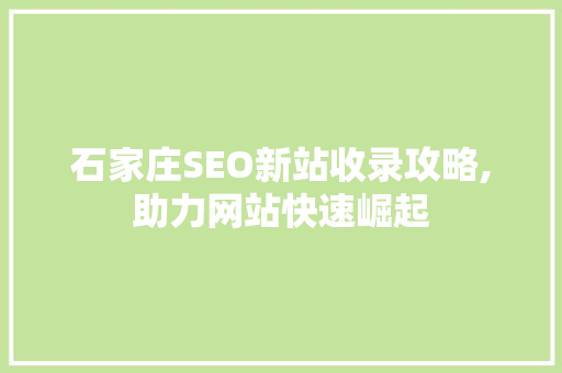 石家庄SEO新站收录攻略,助力网站快速崛起