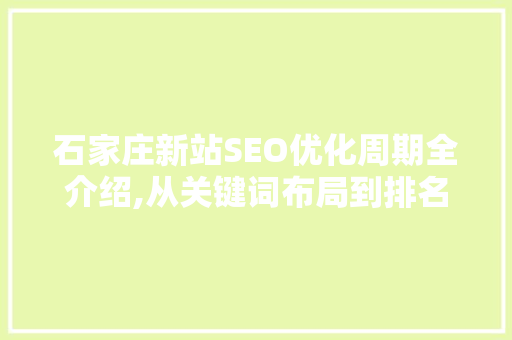 石家庄新站SEO优化周期全介绍,从关键词布局到排名提升