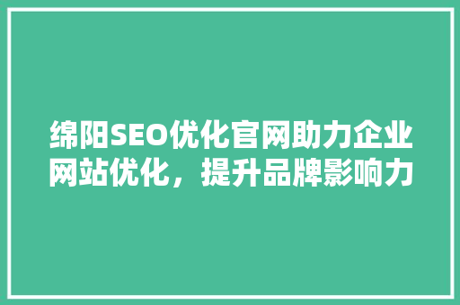 绵阳SEO优化官网助力企业网站优化，提升品牌影响力