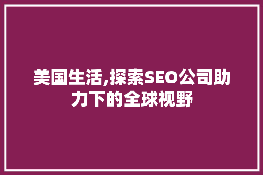 美国生活,探索SEO公司助力下的全球视野