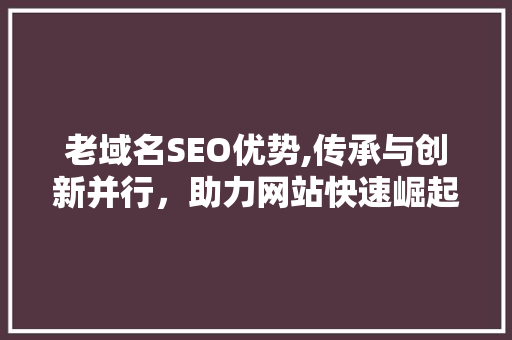 老域名SEO优势,传承与创新并行，助力网站快速崛起