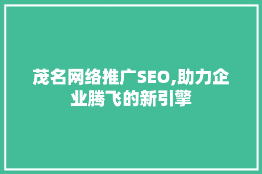 茂名网络推广SEO,助力企业腾飞的新引擎 茂名网络推广SEO,助力企业腾飞的新引擎