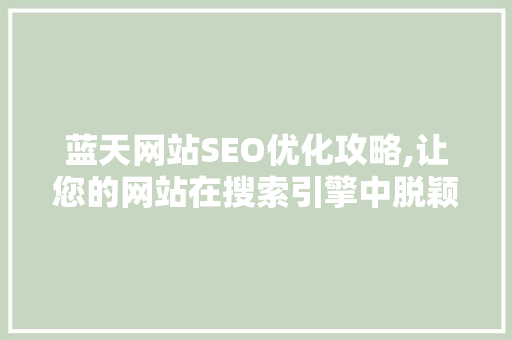 蓝天网站SEO优化攻略,让您的网站在搜索引擎中脱颖而出 电脑故障维修