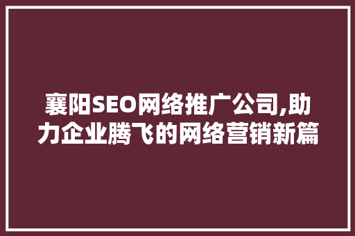 襄阳SEO网络推广公司,助力企业腾飞的网络营销新篇章