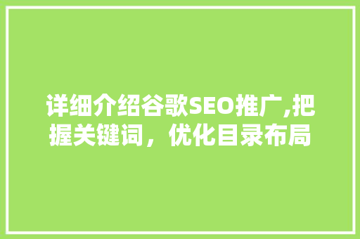 详细介绍谷歌SEO推广,把握关键词，优化目录布局