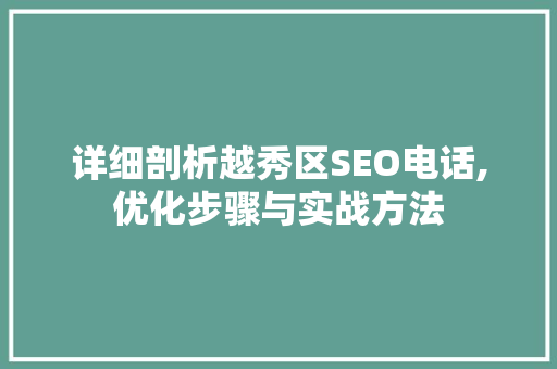 详细剖析越秀区SEO电话,优化步骤与实战方法