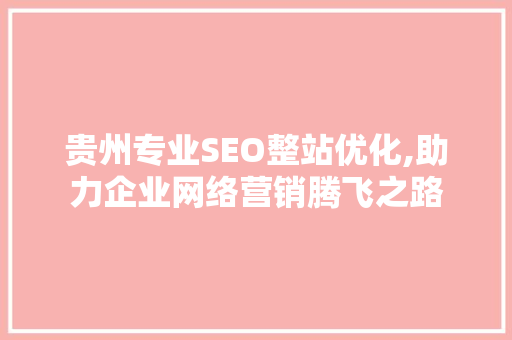 贵州专业SEO整站优化,助力企业网络营销腾飞之路