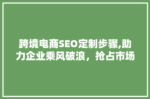 跨境电商SEO定制步骤,助力企业乘风破浪，抢占市场先机