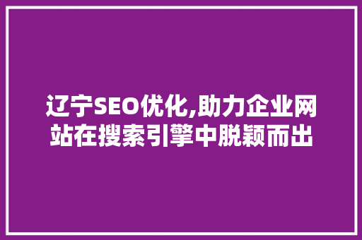 辽宁SEO优化,助力企业网站在搜索引擎中脱颖而出 网络技术