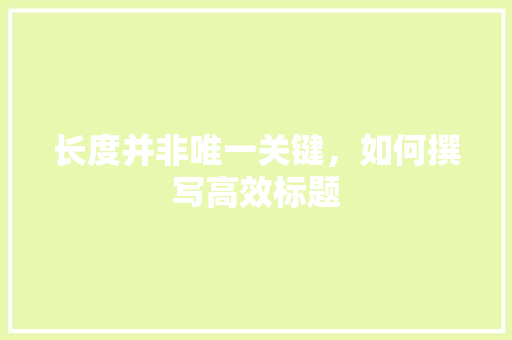 长度并非唯一关键，如何撰写高效标题 电脑配置