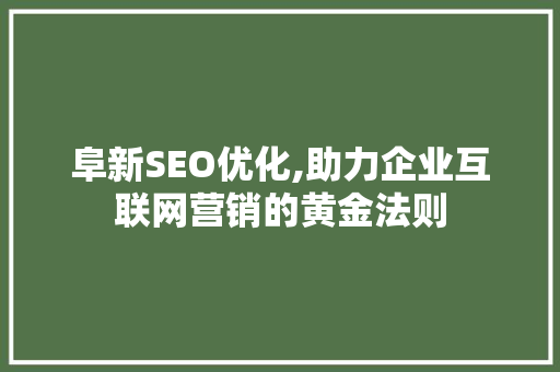 阜新SEO优化,助力企业互联网营销的黄金法则