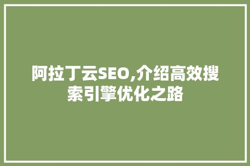 阿拉丁云SEO,介绍高效搜索引擎优化之路