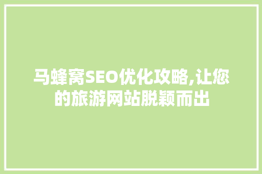 马蜂窝SEO优化攻略,让您的旅游网站脱颖而出