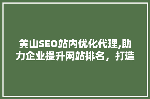 黄山SEO站内优化代理,助力企业提升网站排名,打造高效网络营销步骤 黄山SEO站内优化代理,助力企业提升网站排名,打造高效网络营销步骤