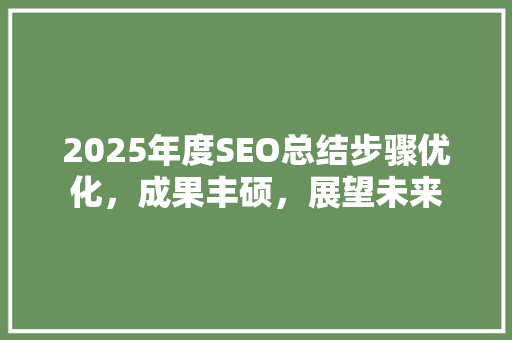 2025年度SEO总结步骤优化，成果丰硕，展望未来