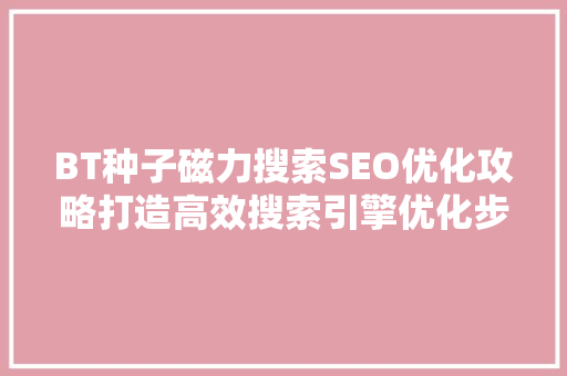 BT种子磁力搜索SEO优化攻略打造高效搜索引擎优化步骤