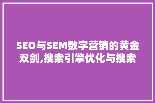 SEO与SEM数字营销的黄金双剑,搜索引擎优化与搜索引擎营销的奥秘 SEO与SEM数字营销的黄金双剑,搜索引擎优化与搜索引擎营销的奥秘