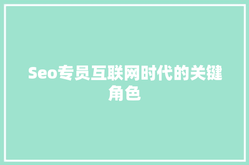 Seo专员互联网时代的关键角色