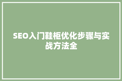 SEO入门鞋柜优化步骤与实战方法全
